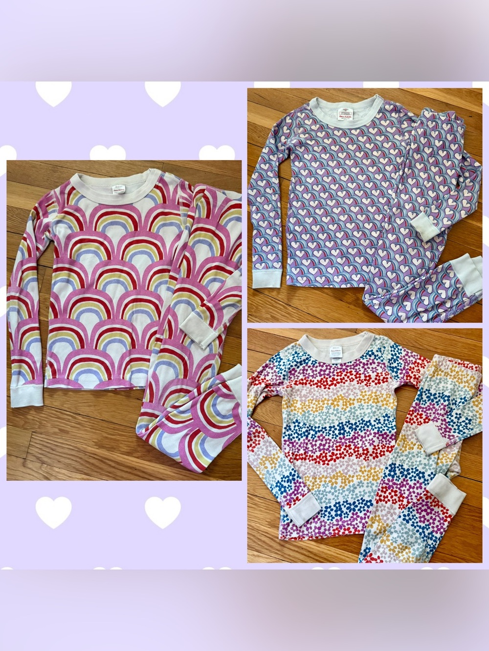 Bundle of Three Pairs of Hanna Andersson 130/8 Long Johns Pajamas 100% Cotton
